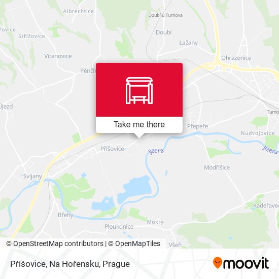 Příšovice, Na Hořensku map