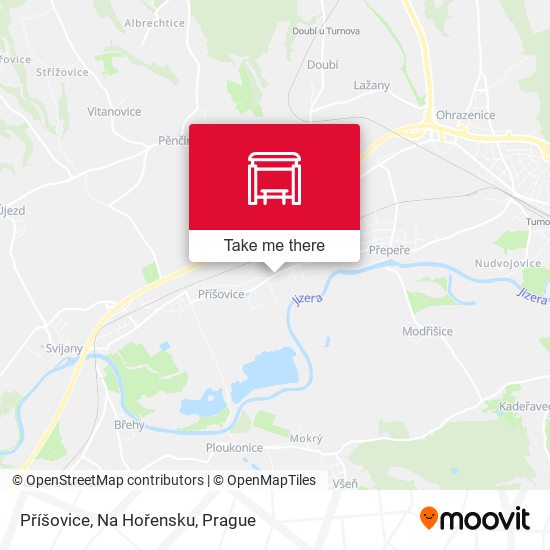 Příšovice, Na Hořensku map
