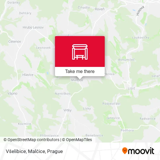 Карта Všelibice, Malčice