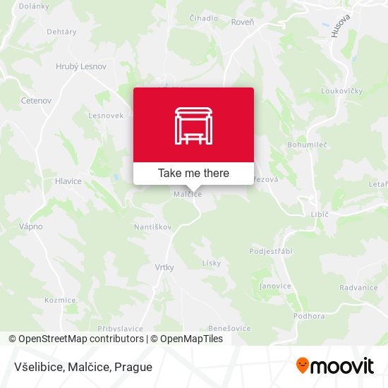 Všelibice, Malčice map