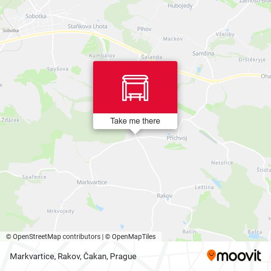 Markvartice, Rakov, Čakan map