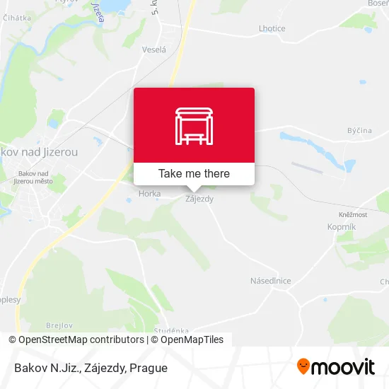 Карта Bakov N.Jiz., Zájezdy