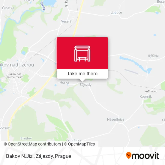 Карта Bakov N.Jiz., Zájezdy