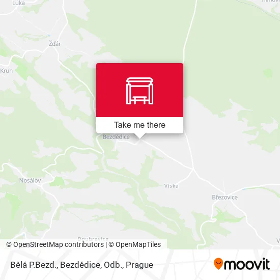 Карта Bělá P.Bezd., Bezdědice, Odb.