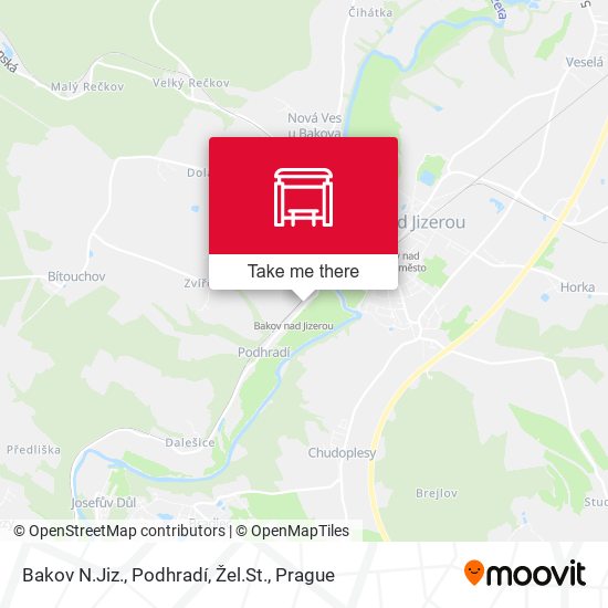 Bakov N.Jiz., Podhradí, Žel.St. map