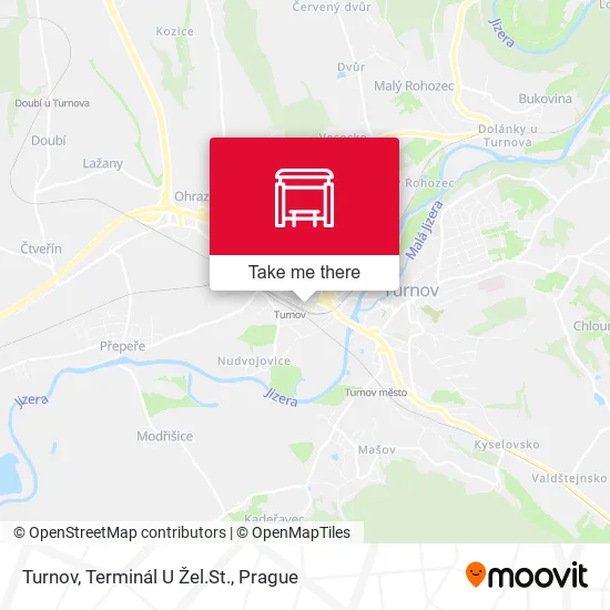 Карта Turnov, Terminál U Žel.St.