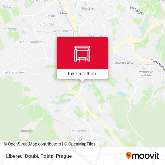 Карта Liberec, Doubí, Pošta