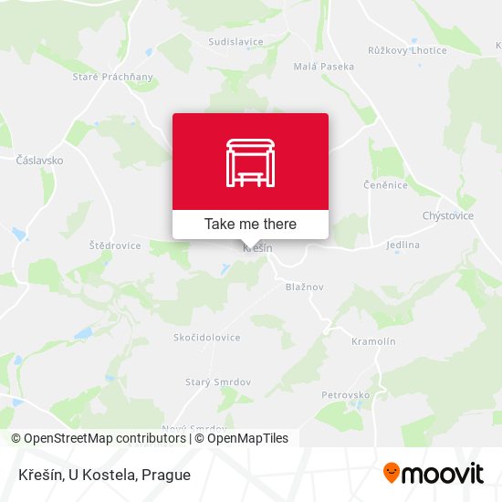 Křešín, U Kostela map