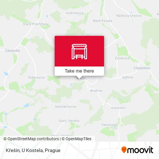 Křešín, U Kostela map