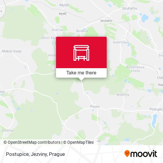 Карта Postupice, Jezviny