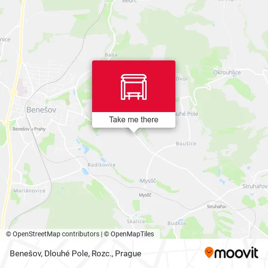 Карта Benešov, Dlouhé Pole, Rozc.