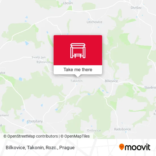 Карта Bílkovice, Takonín, Rozc.