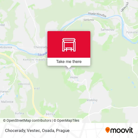 Карта Chocerady, Vestec, Osada
