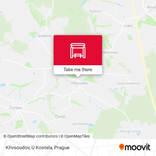 Карта Křivsoudov, U Kostela