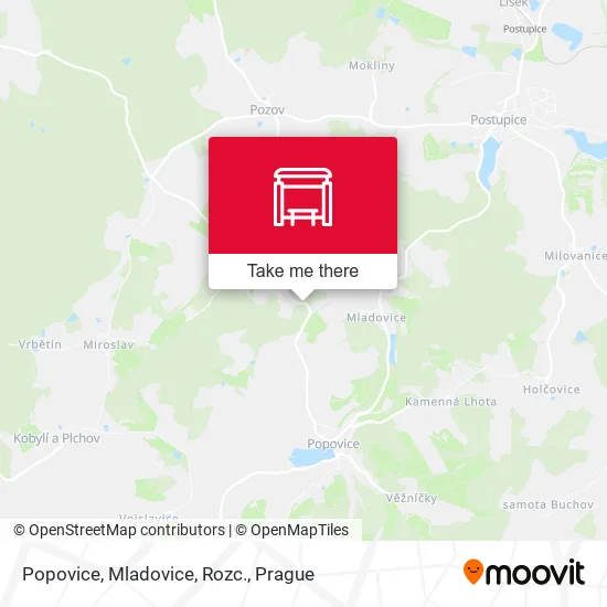 Карта Popovice, Mladovice, Rozc.