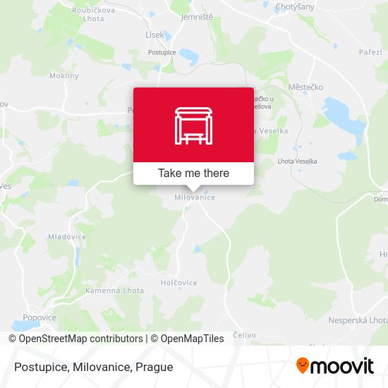Карта Postupice, Milovanice