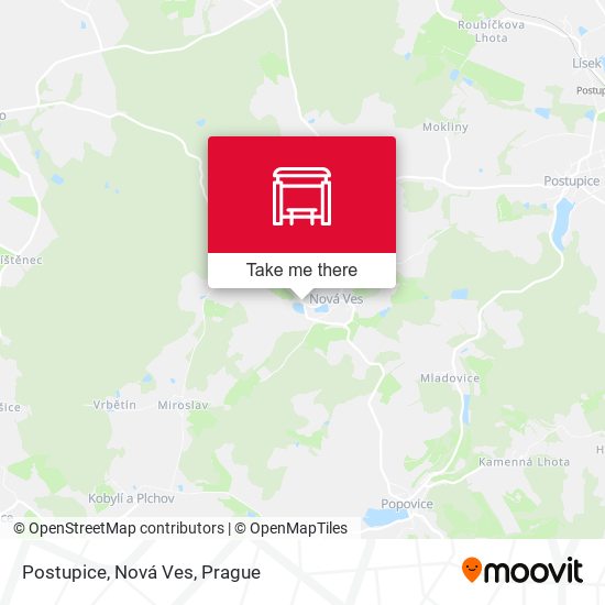 Карта Postupice, Nová Ves