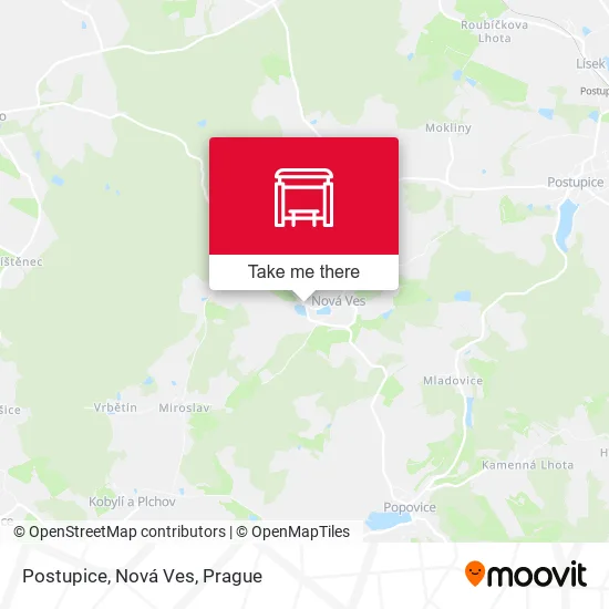 Карта Postupice, Nová Ves