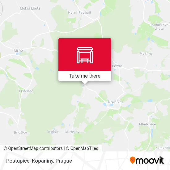 Postupice, Kopaniny map