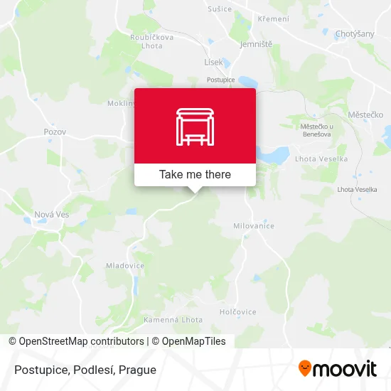 Postupice, Podlesí map