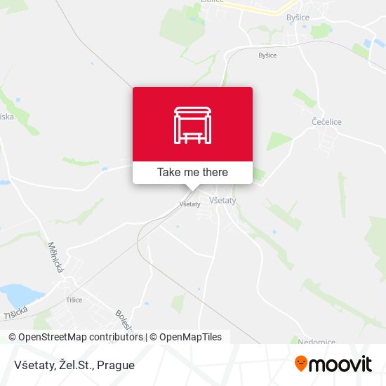 Všetaty, Žel.St. map