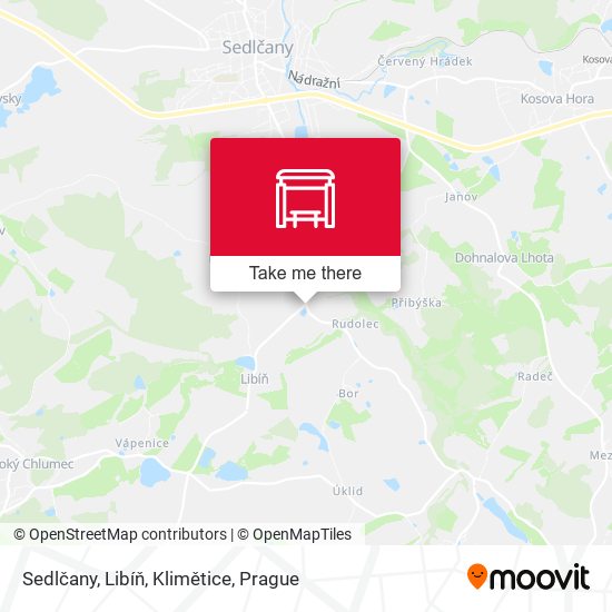 Sedlčany, Libíň, Klimětice map