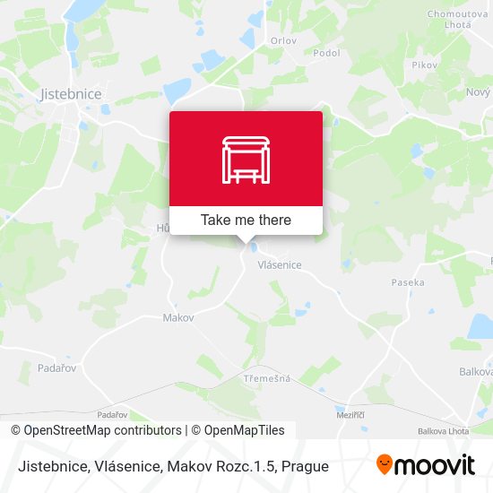 Карта Jistebnice, Vlásenice, Makov Rozc.1.5