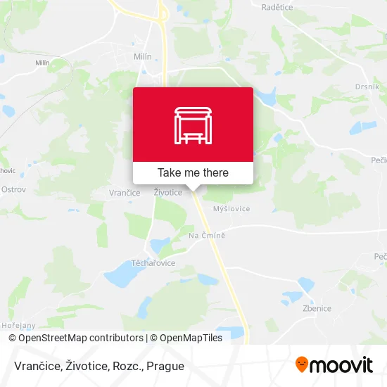 Карта Vrančice, Životice, Rozc.