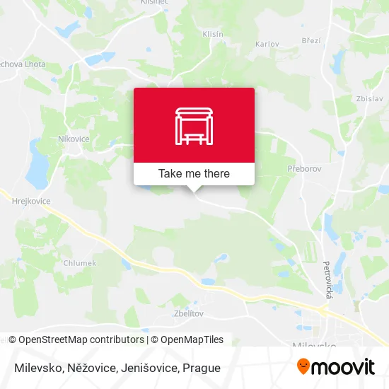Карта Milevsko, Něžovice, Jenišovice