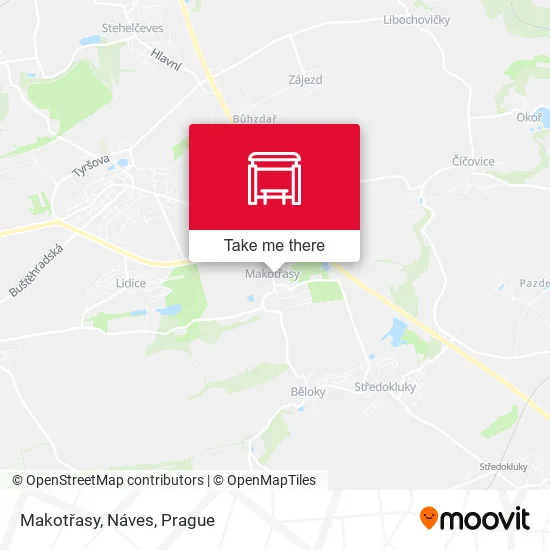 Карта Makotřasy, Náves