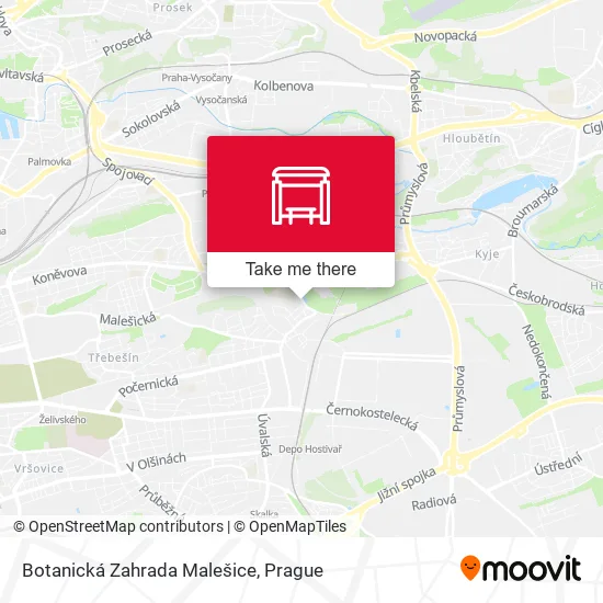 Карта Botanická Zahrada Malešice