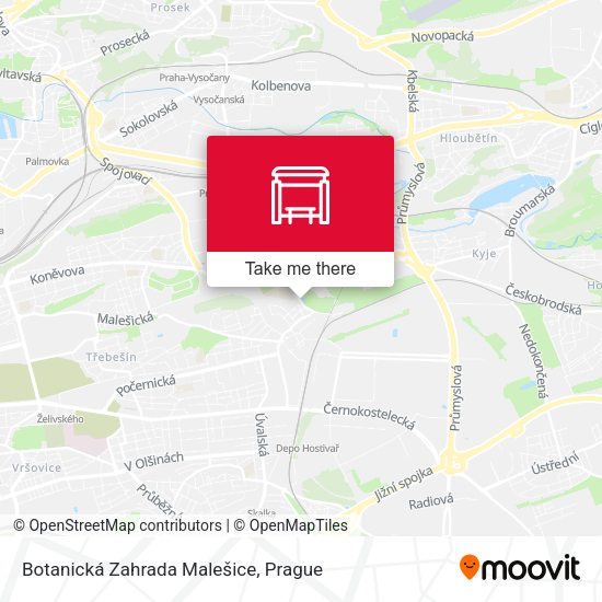 Карта Botanická Zahrada Malešice