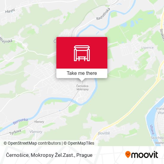 Černošice, Mokropsy Žel.Zast. map