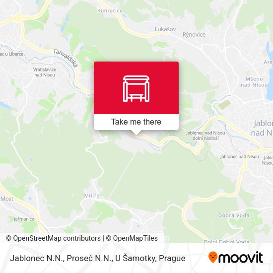 Карта Jablonec N.N., Proseč N.N., U Šamotky