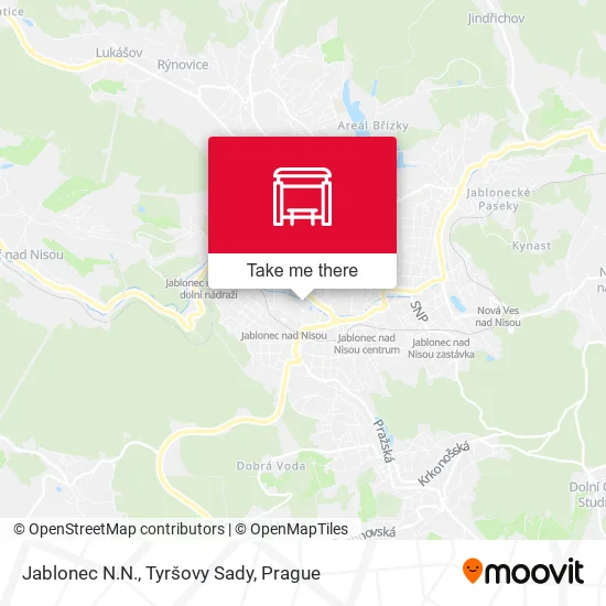 Карта Jablonec N.N., Tyršovy Sady