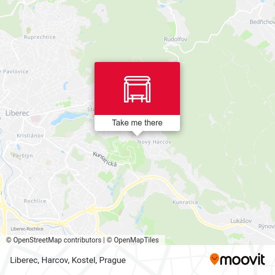 Карта Liberec, Harcov, Kostel