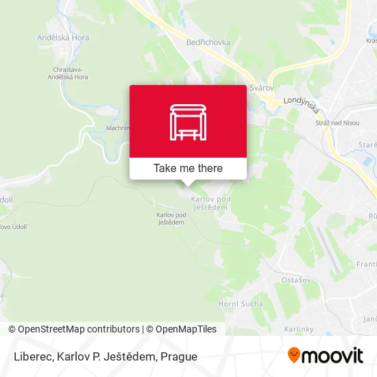 Карта Liberec, Karlov P. Ještědem