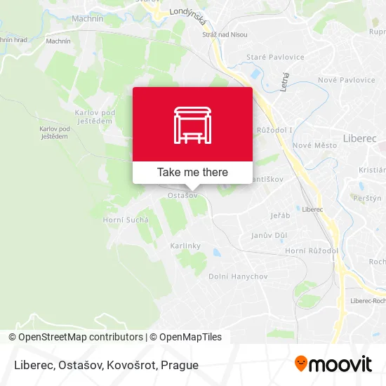 Карта Liberec, Ostašov, Kovošrot