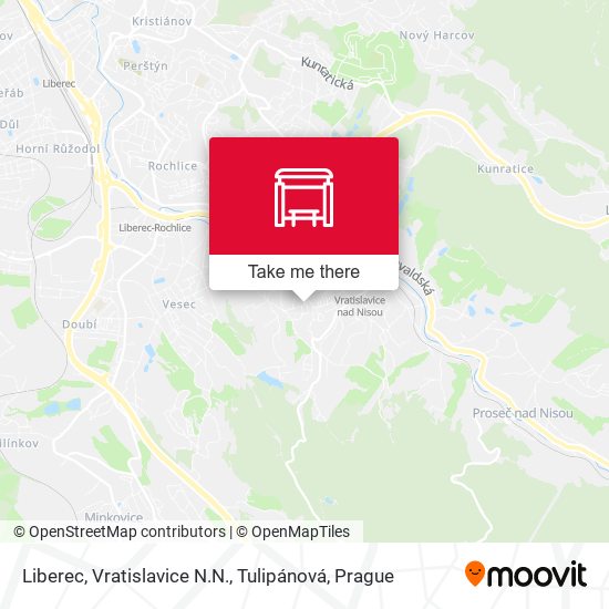 Карта Liberec, Vratislavice N.N., Tulipánová