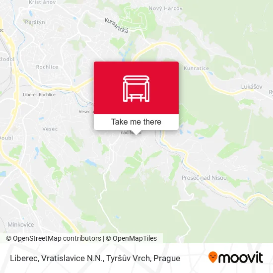 Карта Liberec, Vratislavice N.N., Tyršův Vrch