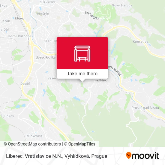 Карта Liberec, Vratislavice N.N., Vyhlídková