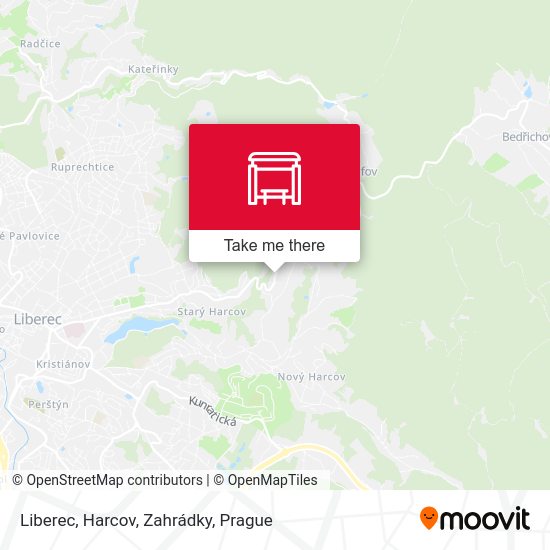 Карта Liberec, Harcov, Zahrádky