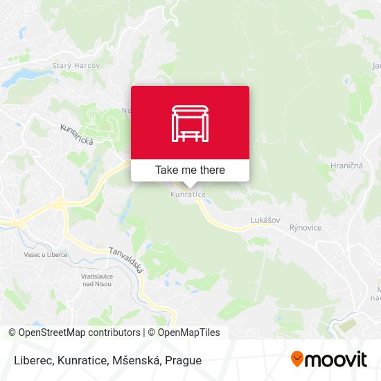 Liberec, Kunratice, Mšenská map