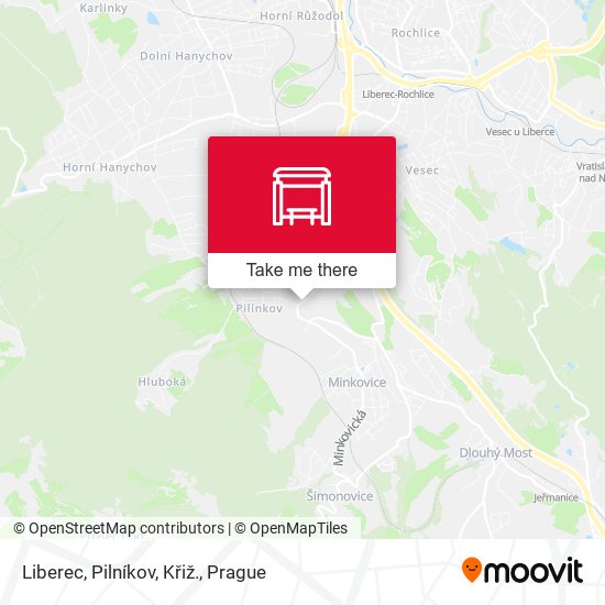 Liberec, Pilníkov, Křiž. map