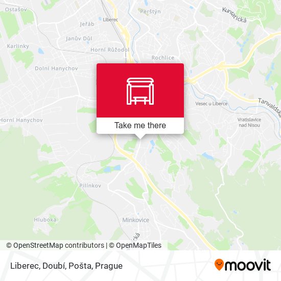Карта Liberec, Doubí, Pošta