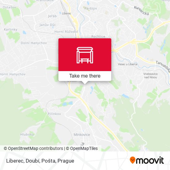 Карта Liberec, Doubí, Pošta