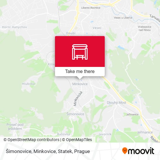 Карта Šimonovice, Minkovice, Statek