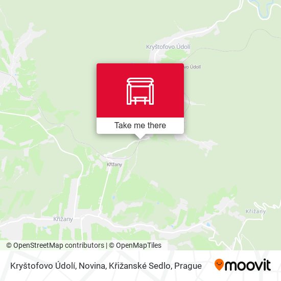 Kryštofovo Údolí, Novina, Křižanské Sedlo map