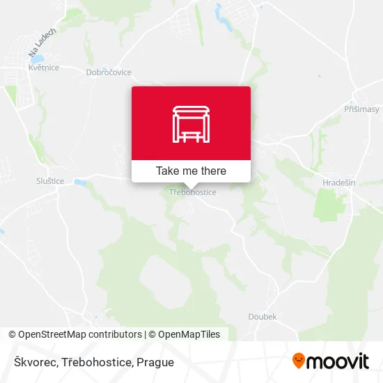 Карта Škvorec, Třebohostice