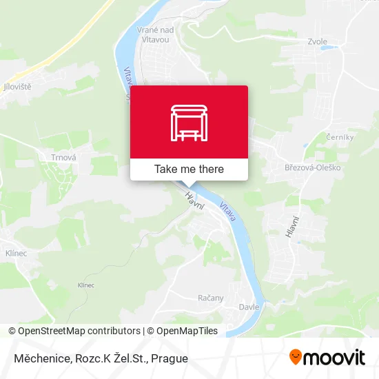 Карта Měchenice, Rozc.K Žel.St.